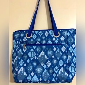 Disneyland 60th Anniversary Tote Blue Allover Print, EUC.
